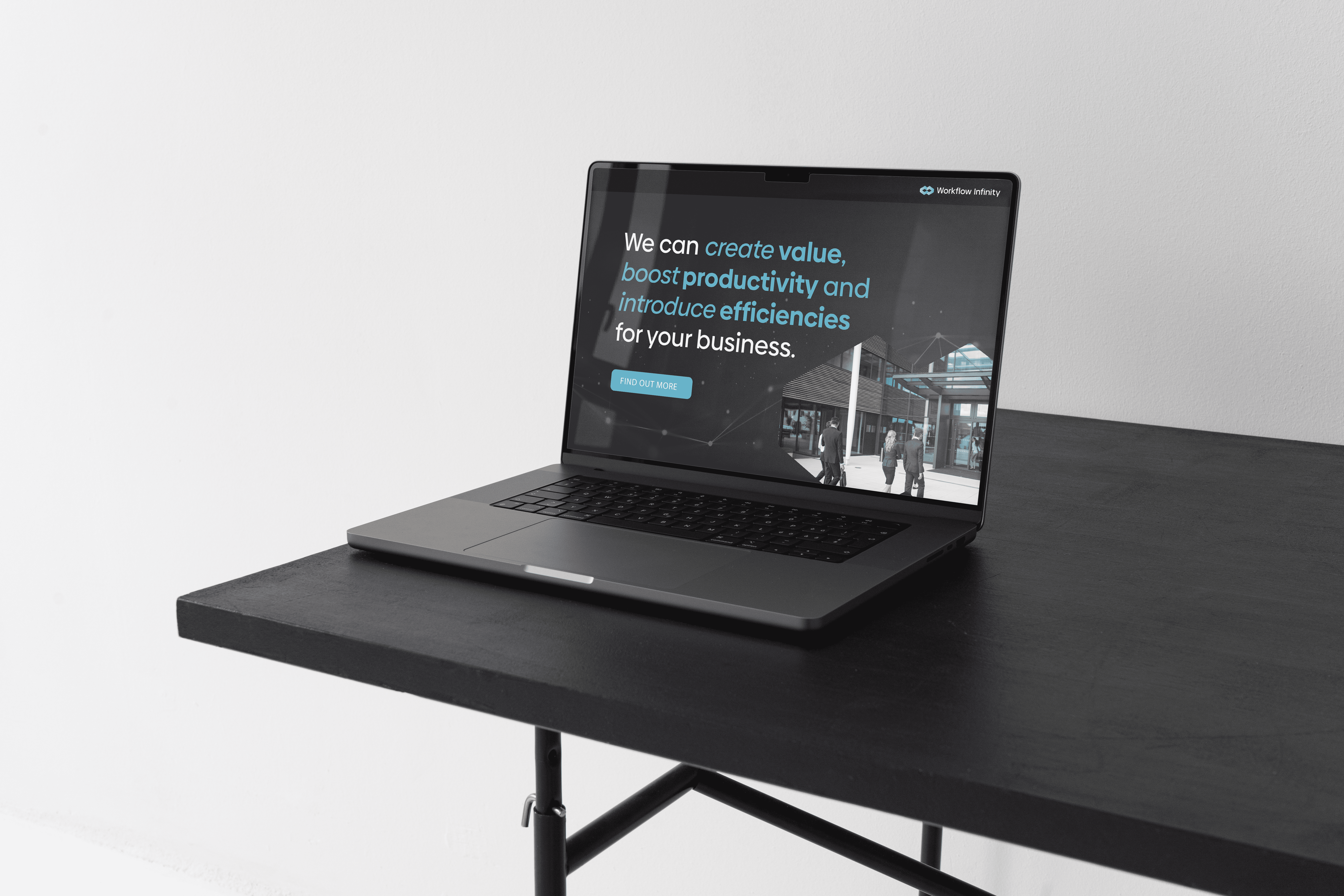 Laptop with mockup of Workflow Infity website created by Rapid Agency in Belfast