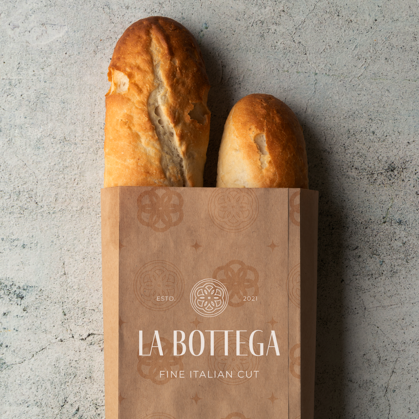 Image of bread inside la bottega sleeve created by rapid agency in belfast